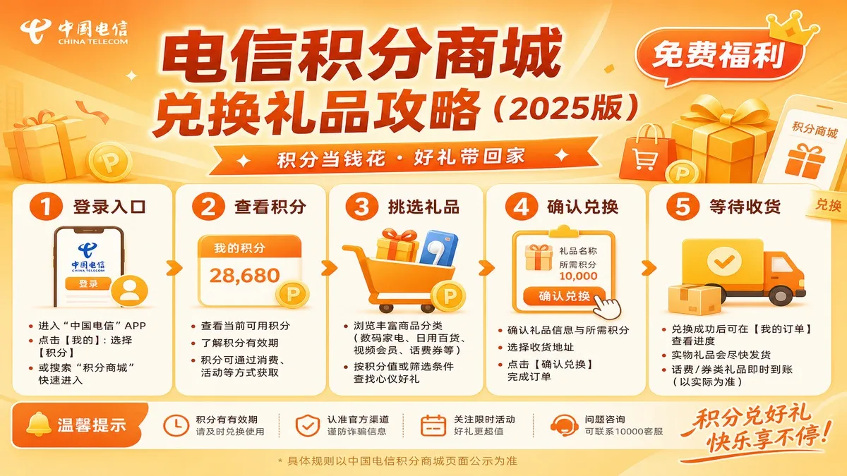 电信积分商城兑换礼品攻略（2025版）