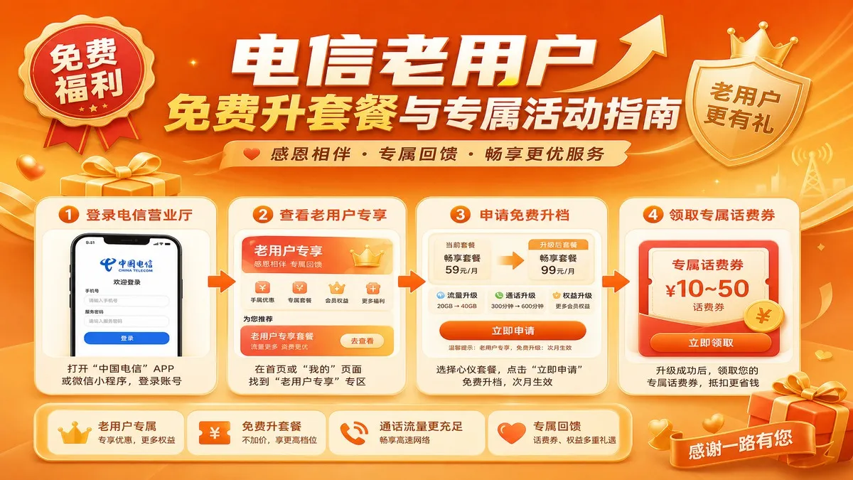 电信老用户免费升套餐与专属活动指南
