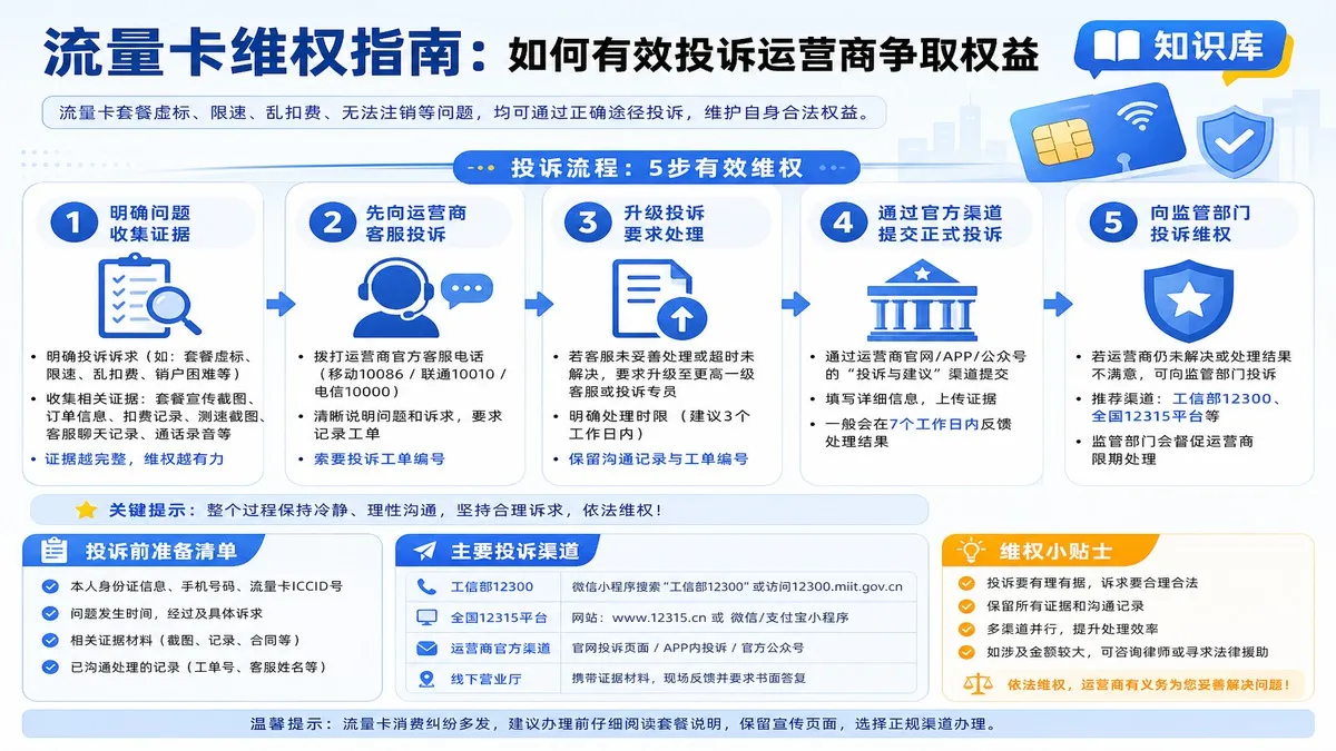 流量卡维权指南：如何有效投诉运营商争取权益