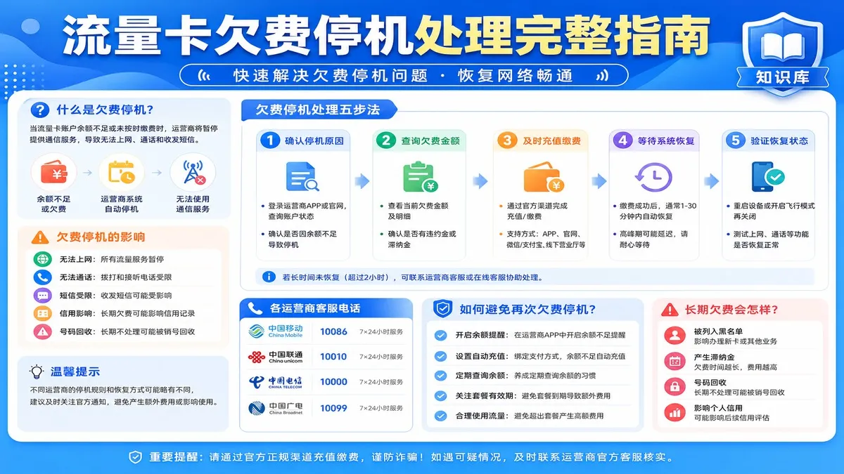 流量卡欠费停机处理完整指南
