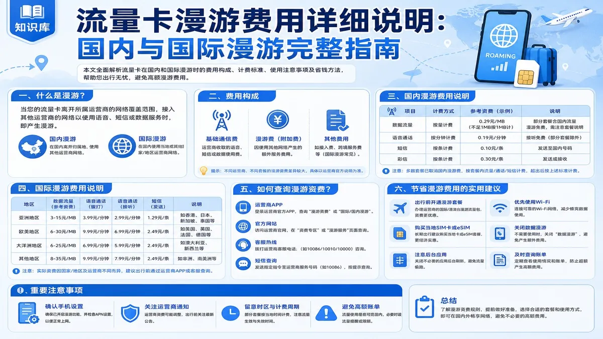 流量卡漫游费用详细说明：国内与国际漫游完整指南