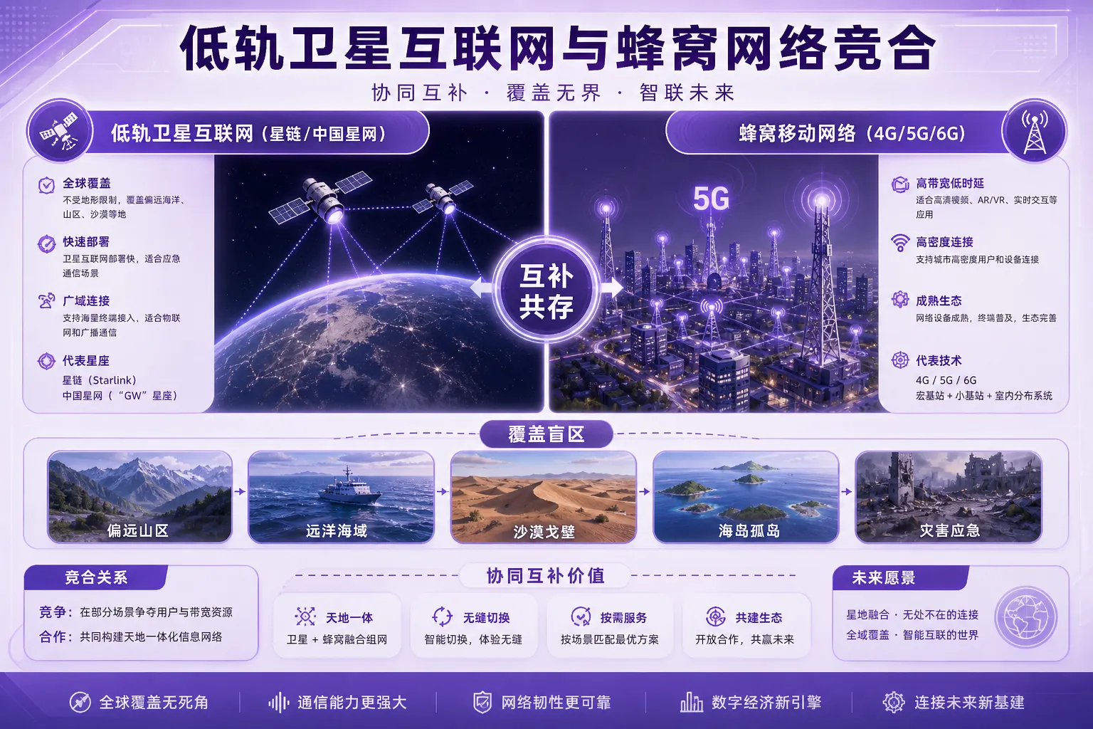 低轨卫星互联网与蜂窝网络竞合